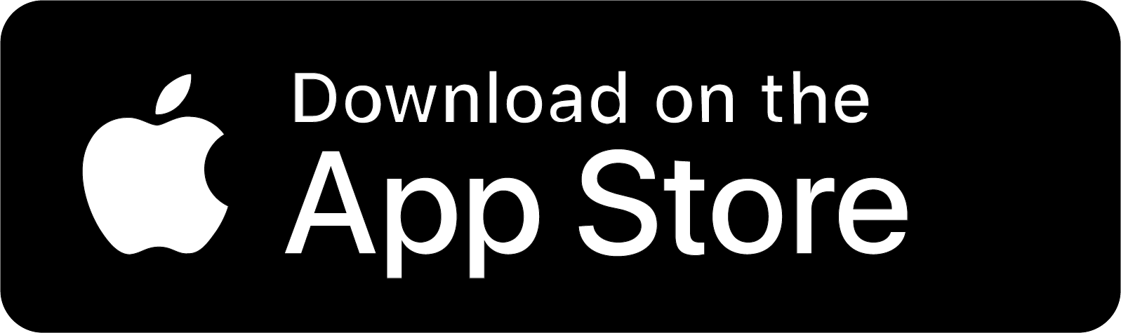 A black rectangle with rounded corners featuring a white Apple logo on the left and the text "Download on the App Store" in white on the right.